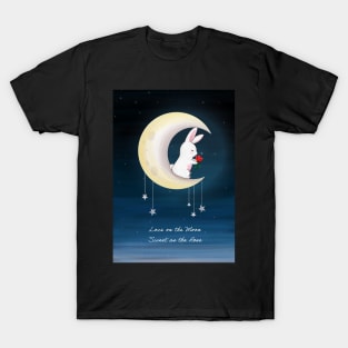 Rabbit with Rose on the Moon T-Shirt